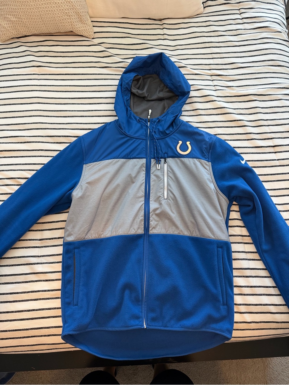 Nike Blue and Gray Indianapolis Colts Hooded Full-Zip Jacket size Large